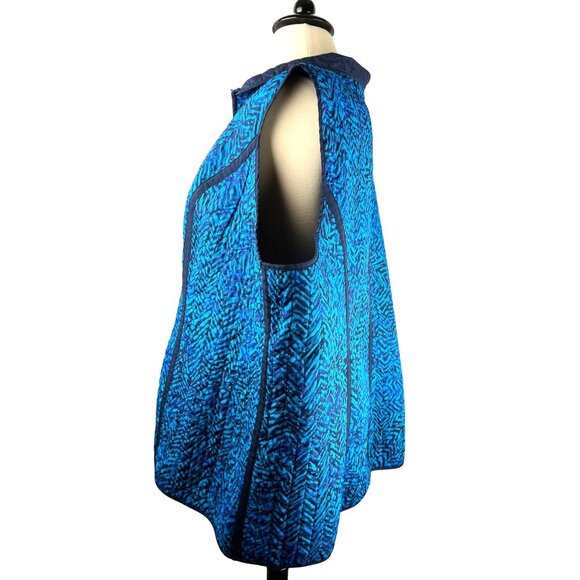 PLUS Coastal Oversized Striped Aqua Blue Catherines Zip Up Vest, Women's 4X - Picture 4 of 12